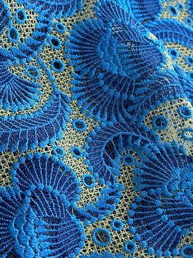 Lemon, torquoise and royal blue guipure 