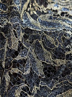 Navy blue and gold lurex , French Chantelle lace.
