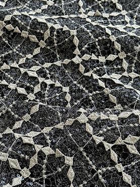 Grey and silver guipure